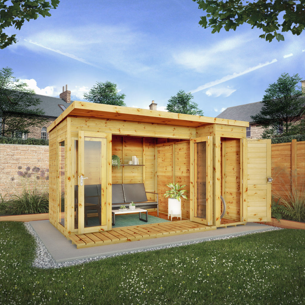12 x 8 Contemporary Summerhouse with Side Shed