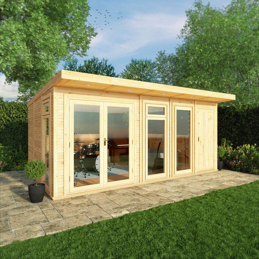 5m x 3m Insulated Garden Room with Side Shed