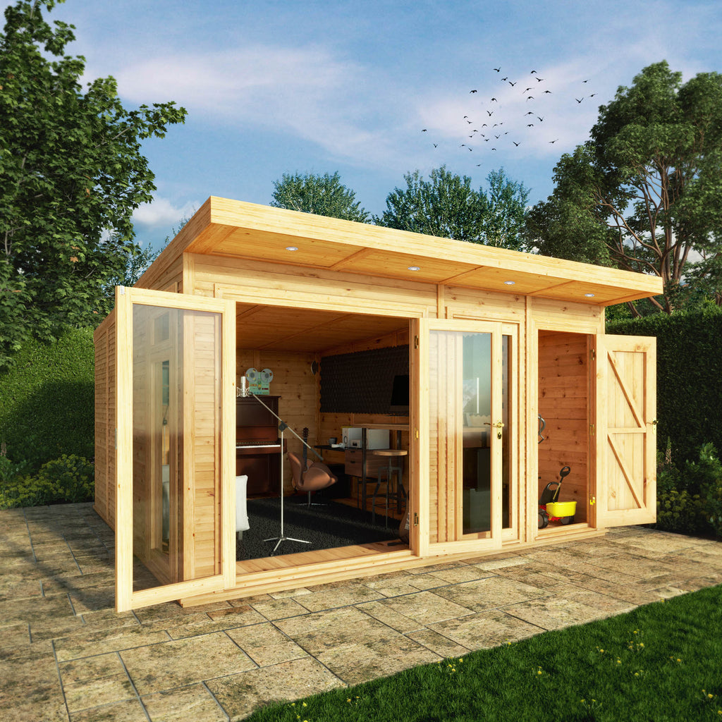 4m x 4m Insulated Garden Room with Side Shed
