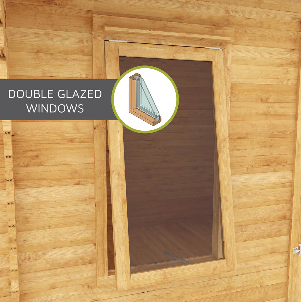 5m x 3m Corner Lodge Plus-Right Sided Log Cabin