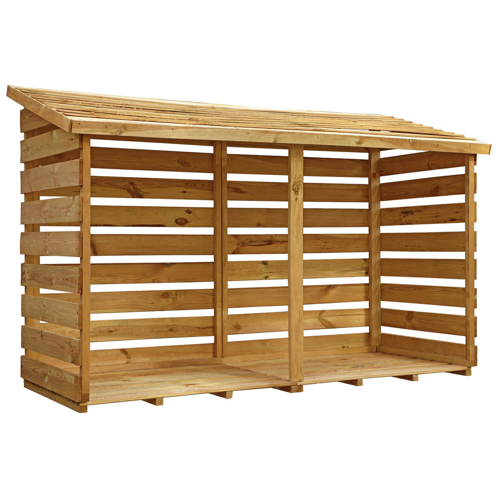 6ft x 3ft Pressure Treated Wooden Double Log Store