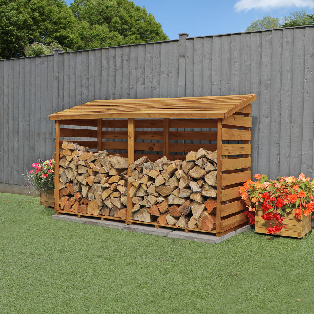 6ft x 3ft Pressure Treated Wooden Double Log Store