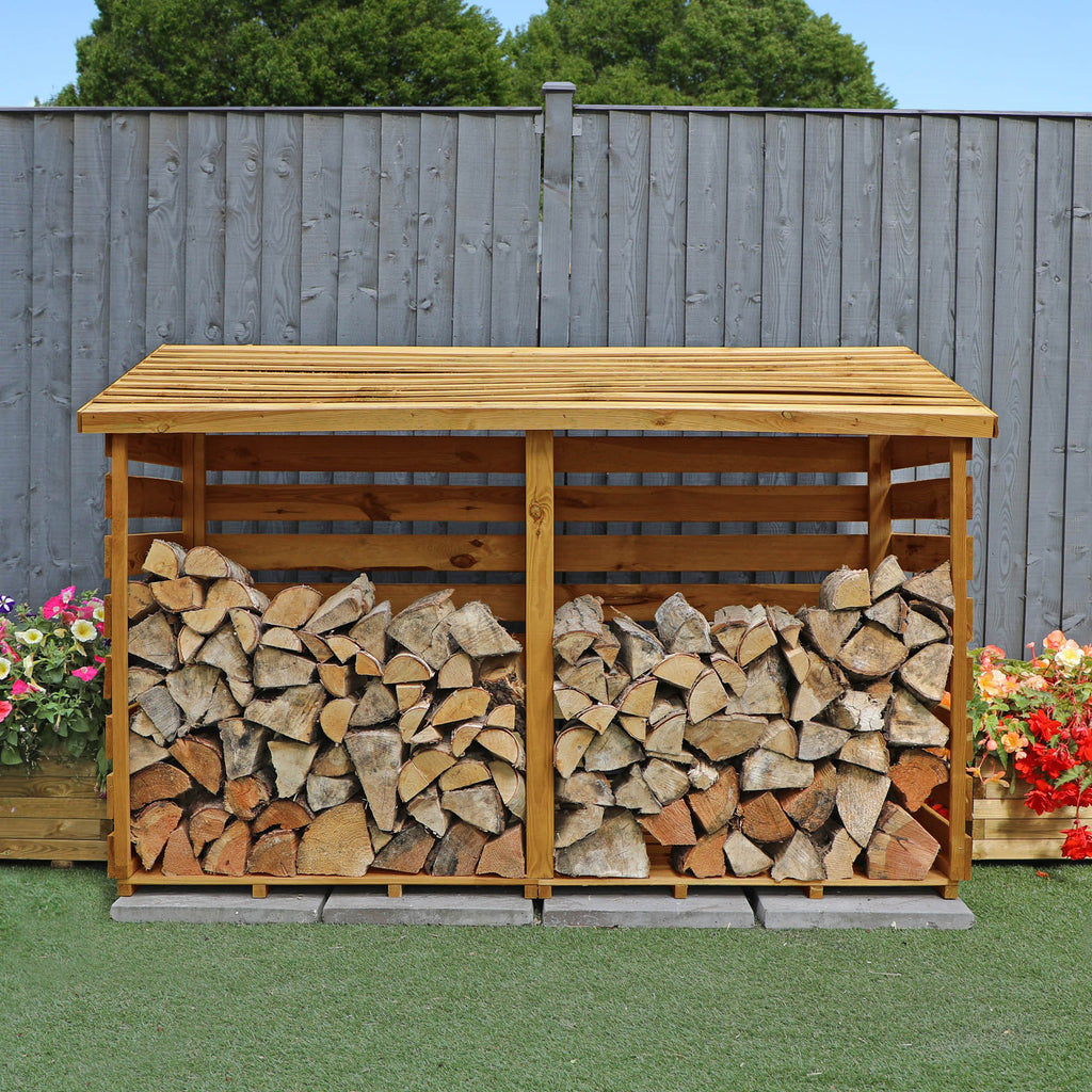 6ft x 3ft Pressure Treated Wooden Double Log Store