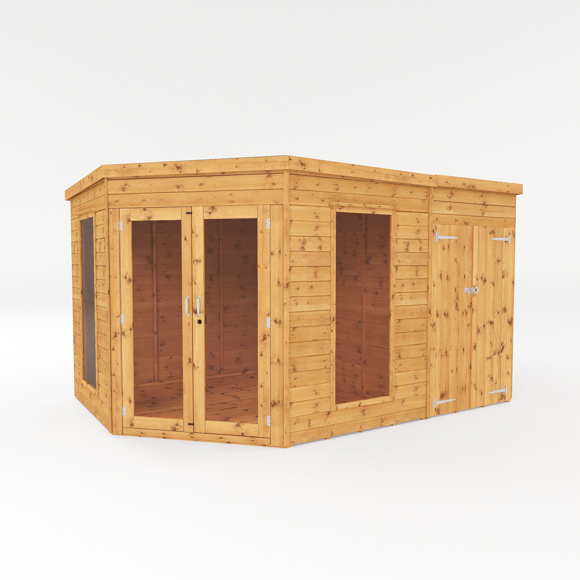 12 x 8 Wooden Corner Summerhouse with Side Shed