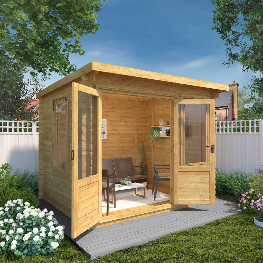 3m x 2.4m Pent Log Cabin