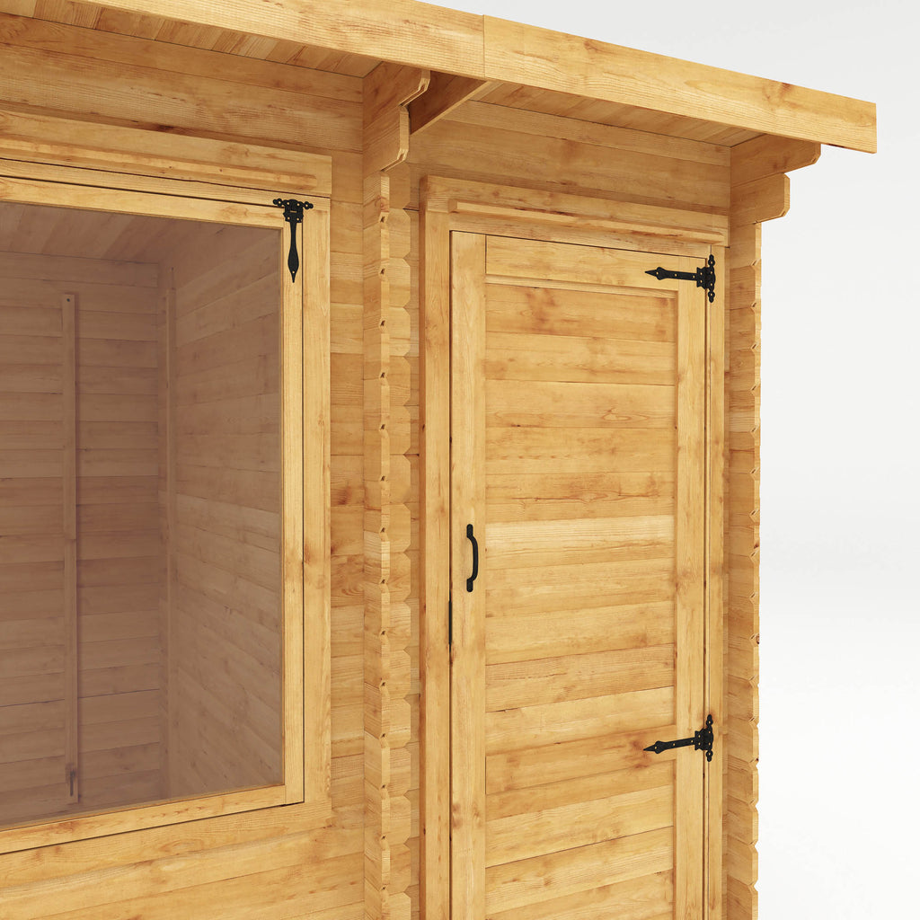 4.1m x 2.4m Pent Log Cabin with Side Shed