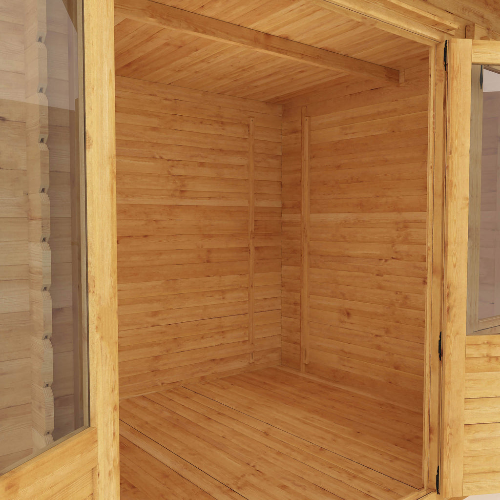 4.1m x 2.4m Pent Log Cabin with Side Shed