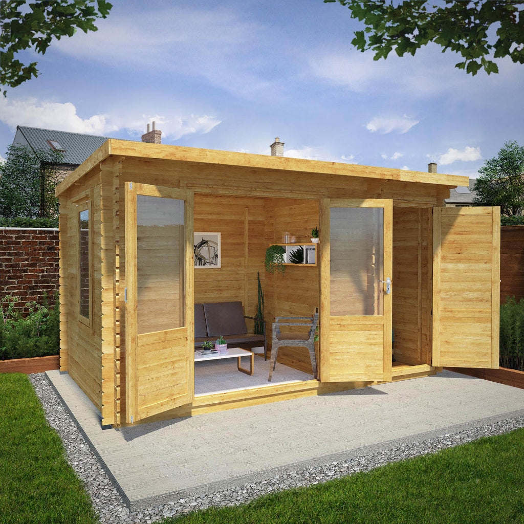 4m x 2.5m Pent Log Cabin with Side Shed