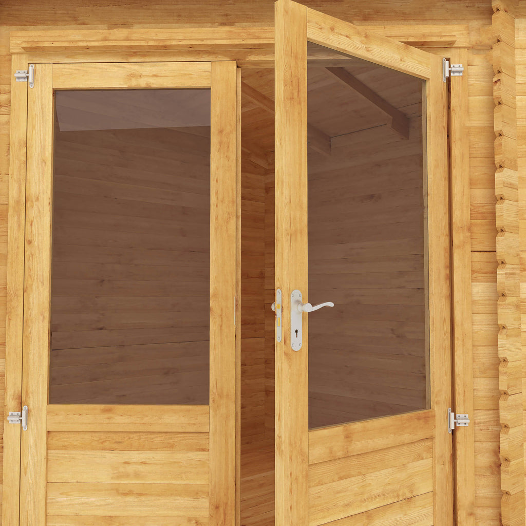 5m x 3m Corner Lodge Plus-Right Sided Log Cabin